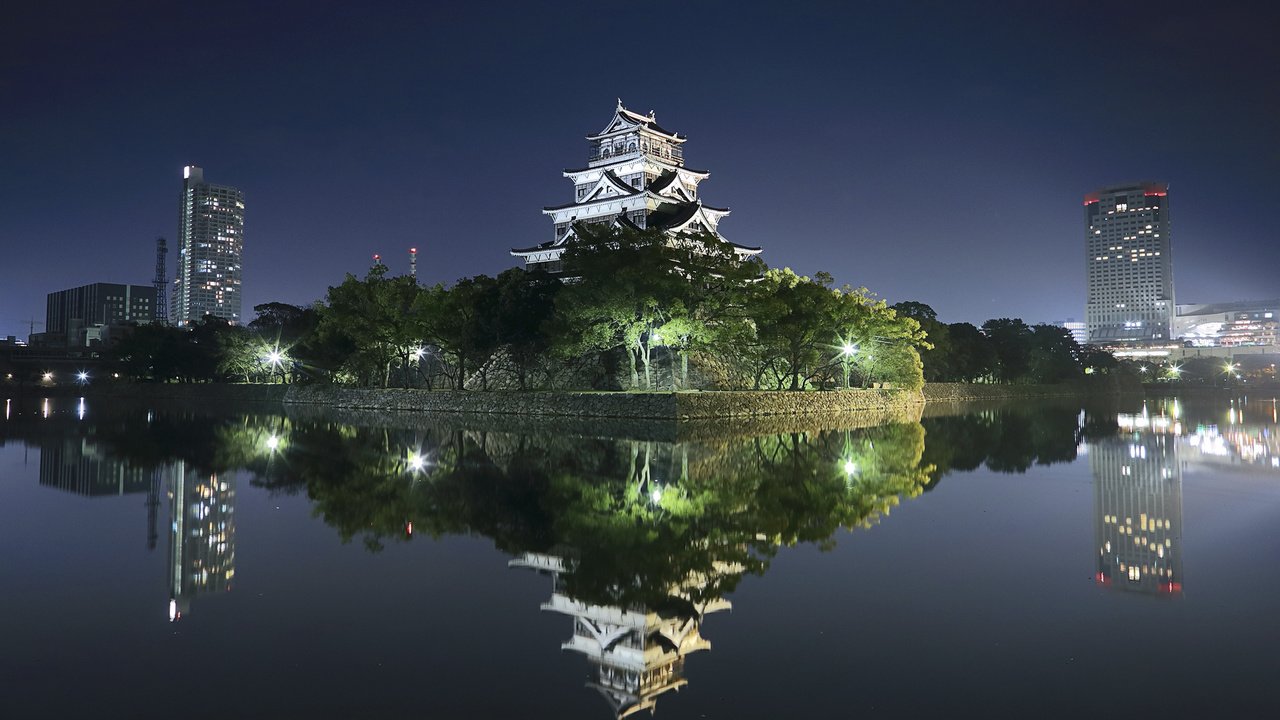 Обои замок хиросима (япония), hiroshima castle (japan) разрешение 1920x1200 Загрузить