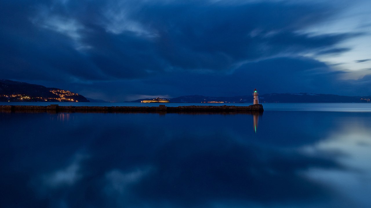 Обои маяк, в, сумерках, lighthouse, in, twilight разрешение 1920x1080 Загрузить