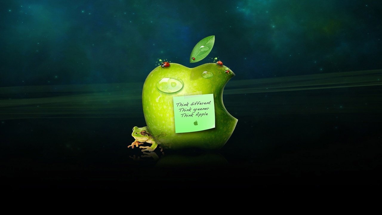 Обои капли, лягушка, яблоко, стикер, эппл, drops, frog, apple, sticker разрешение 2560x1600 Загрузить