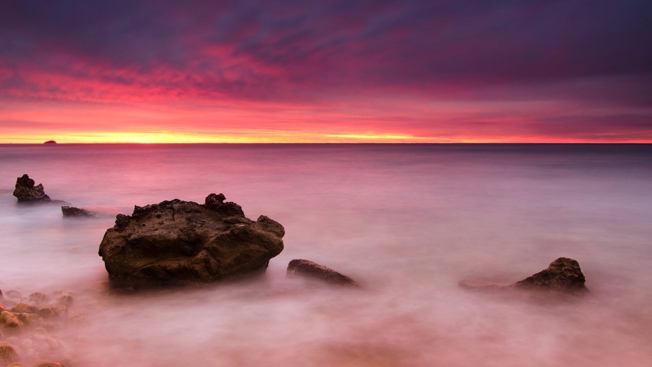 Обои небо, природа, камни, обои, фон, пейзаж, море, розовый, the sky, nature, stones, wallpaper, background, landscape, sea, pink разрешение 1920x1200 Загрузить