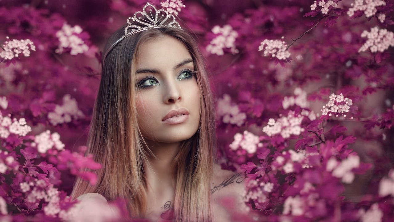 Обои цветы, девушка, блондинка, портрет, взгляд, диадема, flowers, girl, blonde, portrait, look, diadema разрешение 2560x1600 Загрузить