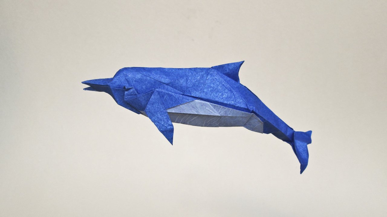 Обои оригами, дельфин, синий дельфин, origami, dolphin, blue dolphin разрешение 2731x2048 Загрузить