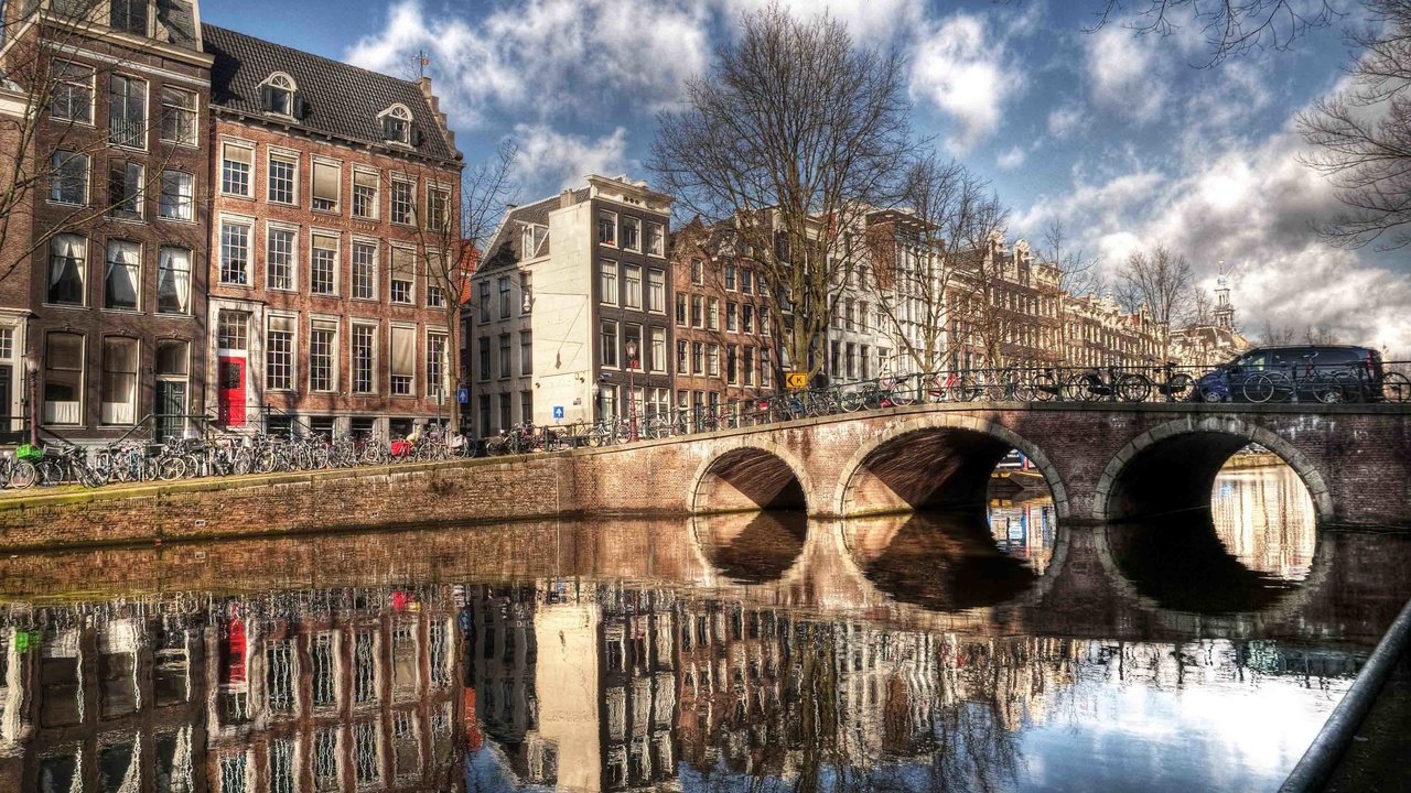 Обои река, отражение, мост, дома, амстердам, river, reflection, bridge, home, amsterdam разрешение 4236x2778 Загрузить