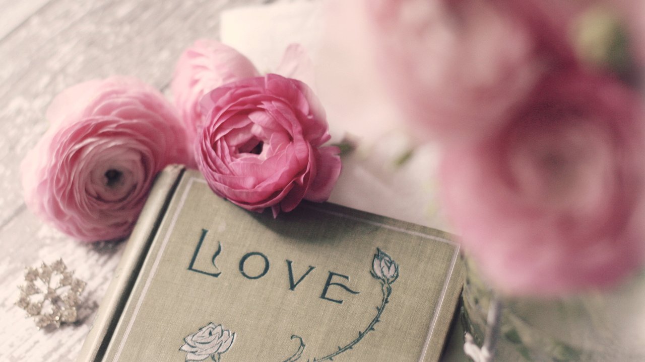 Обои цветы, винтаж, книга, влюбленная, flowers, vintage, book, love разрешение 1920x1200 Загрузить