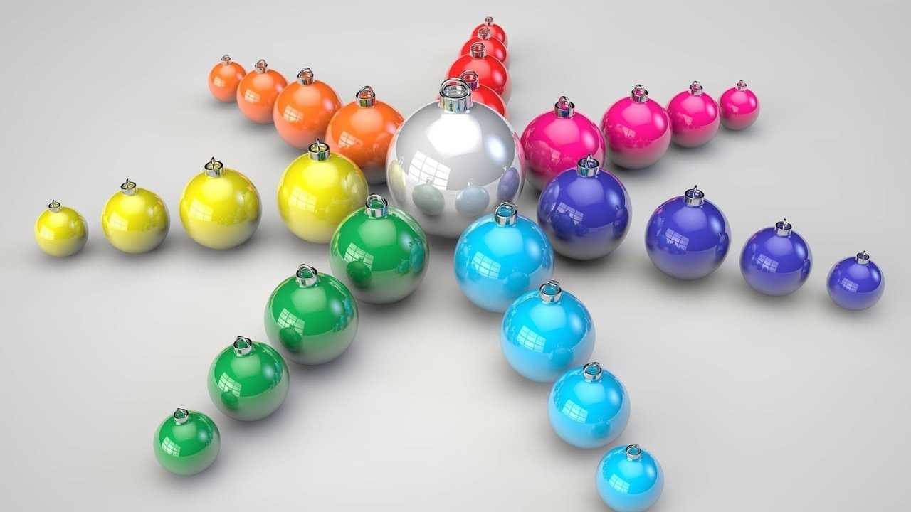 Обои лучи, цвет, звезда, шарики, игрушки, праздник, rays, color, star, balls, toys, holiday разрешение 2560x1600 Загрузить