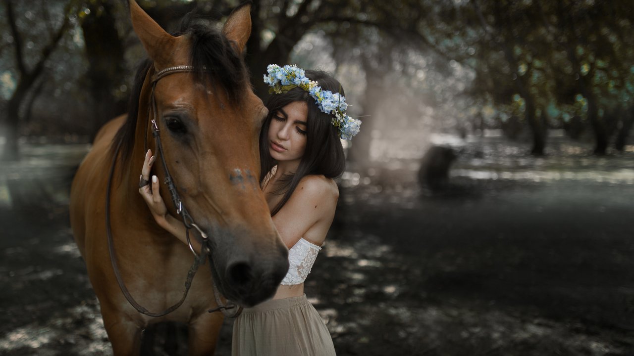 Обои лошадь, девушка, брюнетка, horse, girl, brunette разрешение 2048x1365 Загрузить