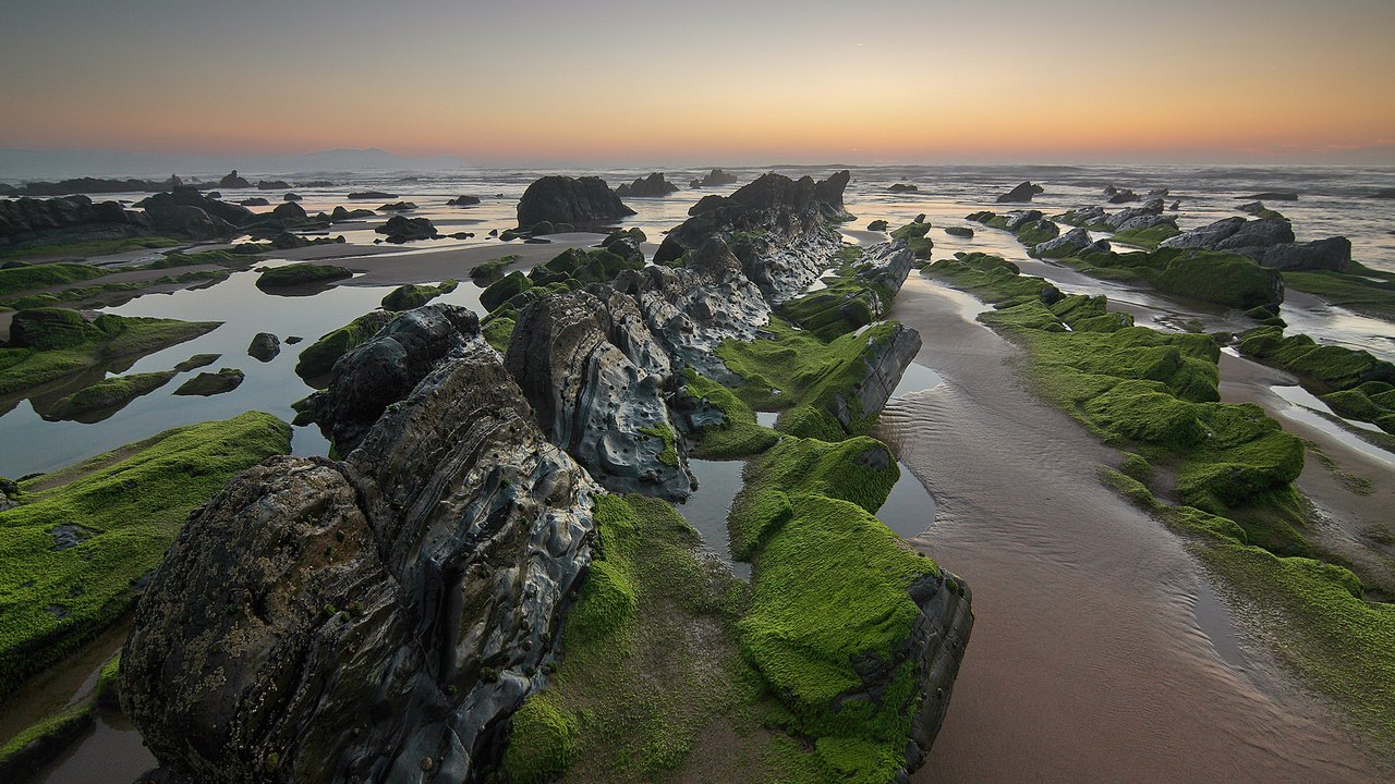 Обои скалы, камни, море, пляж, водоросли, rocks, stones, sea, beach, algae разрешение 2048x1364 Загрузить