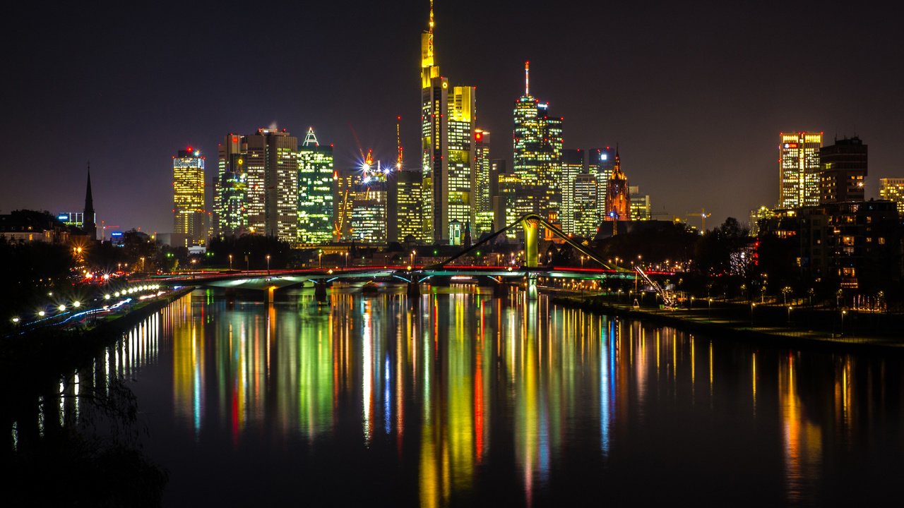 Обои ночь, огни, город, германия, франкфурт-на-майне, night, lights, the city, germany, frankfurt am main разрешение 1920x1200 Загрузить