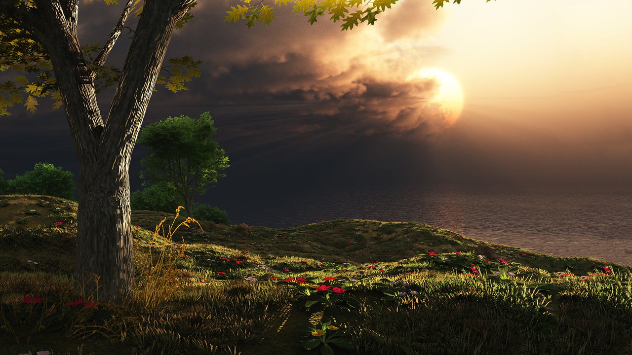 Обои пейзаж, графика, 3д, storm on the horizon, landscape, graphics, 3d разрешение 1920x1200 Загрузить