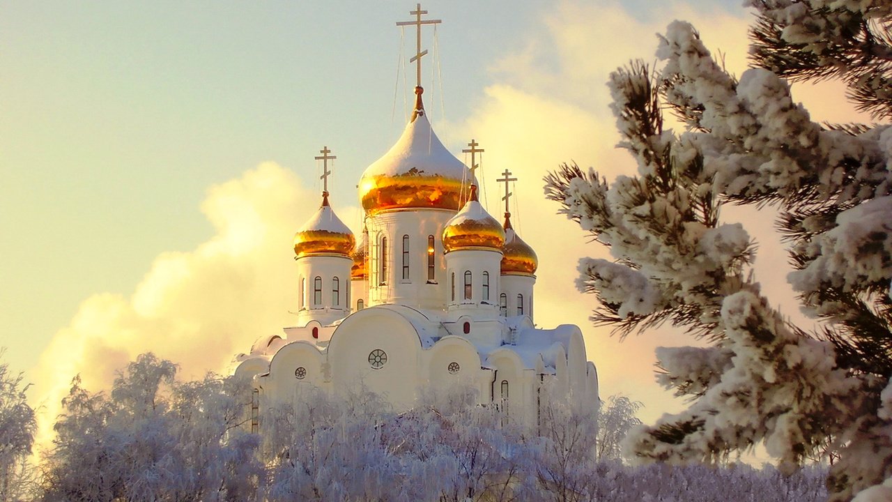 Обои зима, церковь, winter, church разрешение 1920x1380 Загрузить