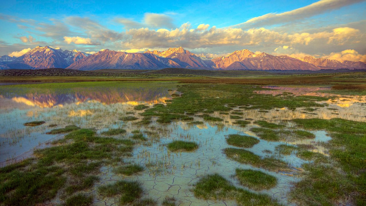 Обои горы, валлпапер, затопленные луга, mountains, wallpaper, flooded meadows разрешение 1920x1200 Загрузить