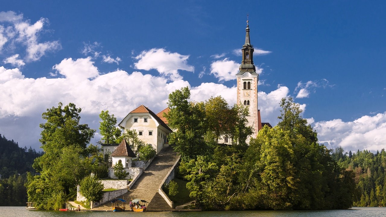 Обои озеро, церковь, остров, словения, бледское озеро, assumption of mary pilgrimage church, церковь вознесения девы марии, блед, lake, church, island, slovenia, lake bled, church of the assumption of the virgin mary, bled разрешение 2048x1357 Загрузить