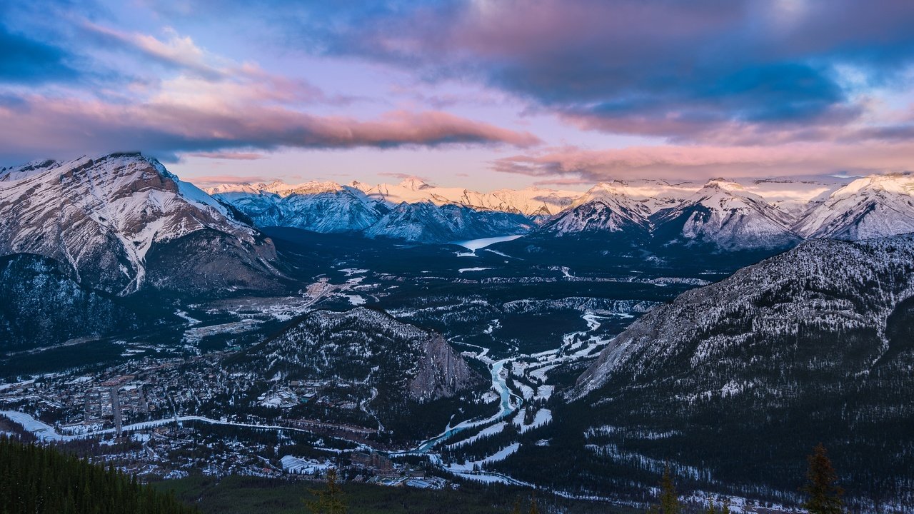 Обои горы, природа, дерево, лес, зима, канада, банф, mountains, nature, tree, forest, winter, canada, banff разрешение 3840x2160 Загрузить