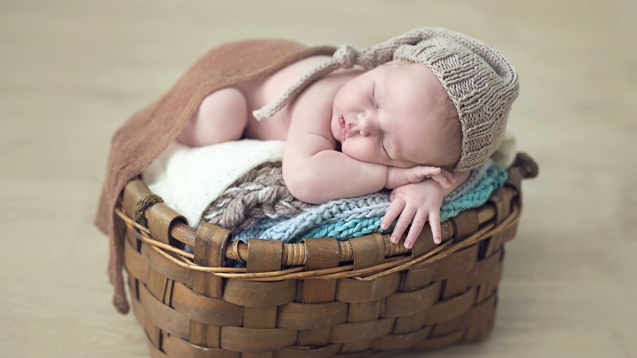 Обои сон, корзина, ребенок, малыш, младенец, шапочка, sleep, basket, child, baby, cap разрешение 3000x2000 Загрузить