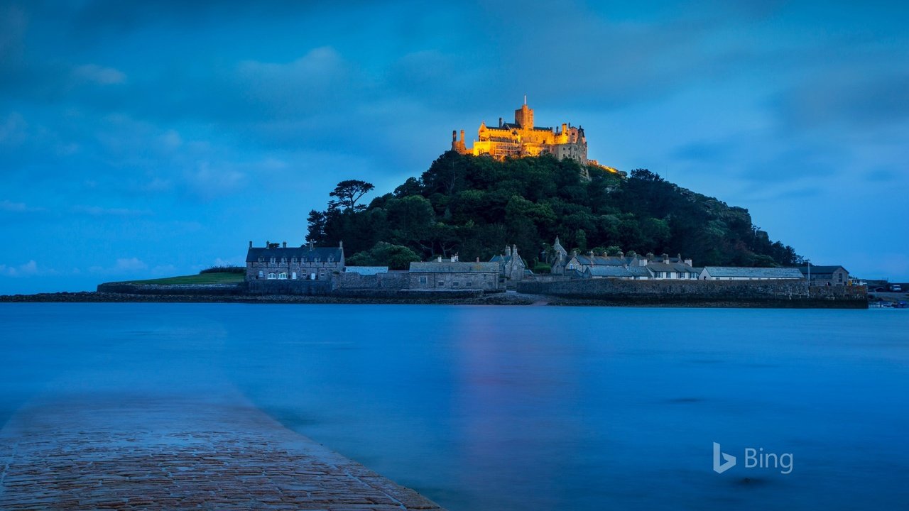 Обои ночь, замок, франция, bing, мон сен-мишель, night, castle, france, mont saint-michel разрешение 1920x1200 Загрузить