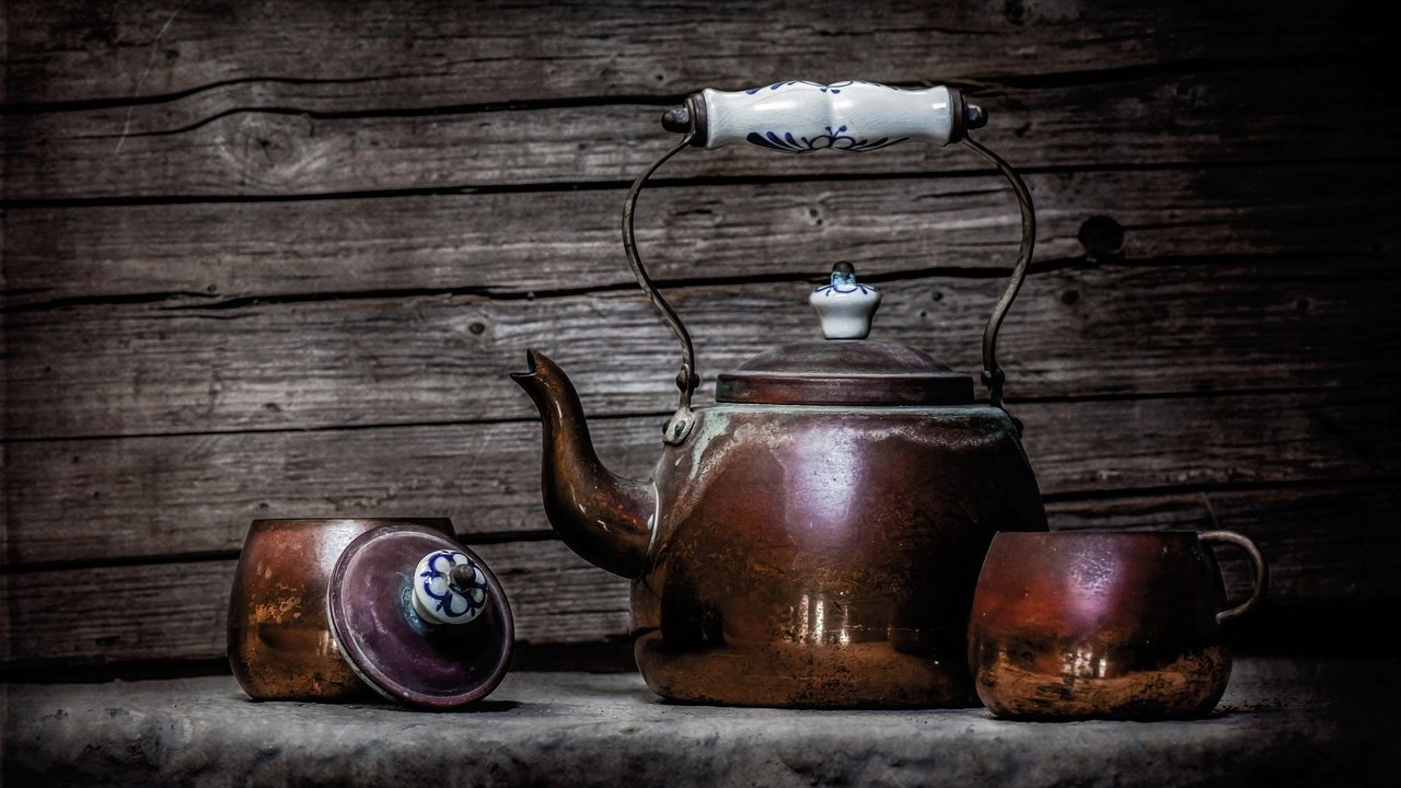 Обои чашка, чай, чайник, натюрморт, cup, tea, kettle, still life разрешение 2048x1356 Загрузить
