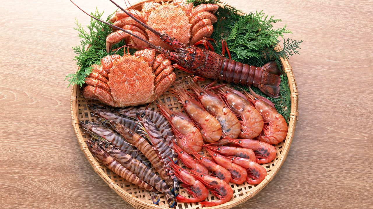 Обои крабы, суши, морепродукты, креветки, омар, crabs, sushi, seafood, shrimp, omar разрешение 2950x2094 Загрузить