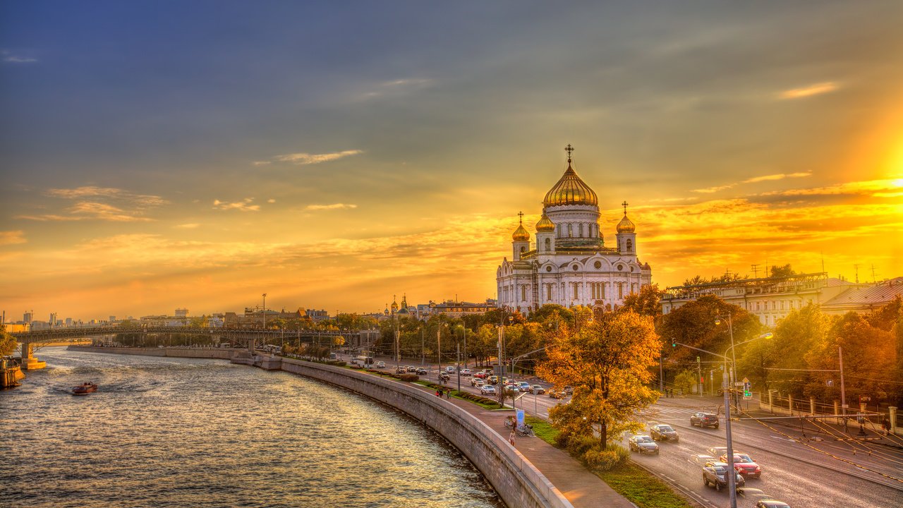 Обои закат, москва, россия, церковь, храм христа спасителя, sunset, moscow, russia, church, the cathedral of christ the savior разрешение 3500x2328 Загрузить