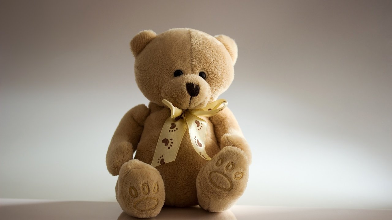 Обои медведь, мишка, игрушка, сидит, плюшевый, бантик, медвежонок, bear, toy, sitting, plush, bow разрешение 2880x1920 Загрузить