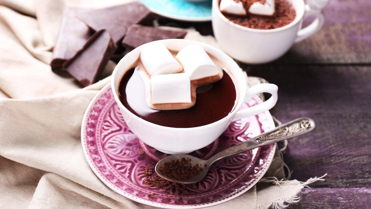 Обои кофе, шоколад, зефир, какао, горячий шоколад, маршмэллоу, coffee, chocolate, marshmallows, cocoa, hot chocolate, marshmallow разрешение 2880x1800 Загрузить