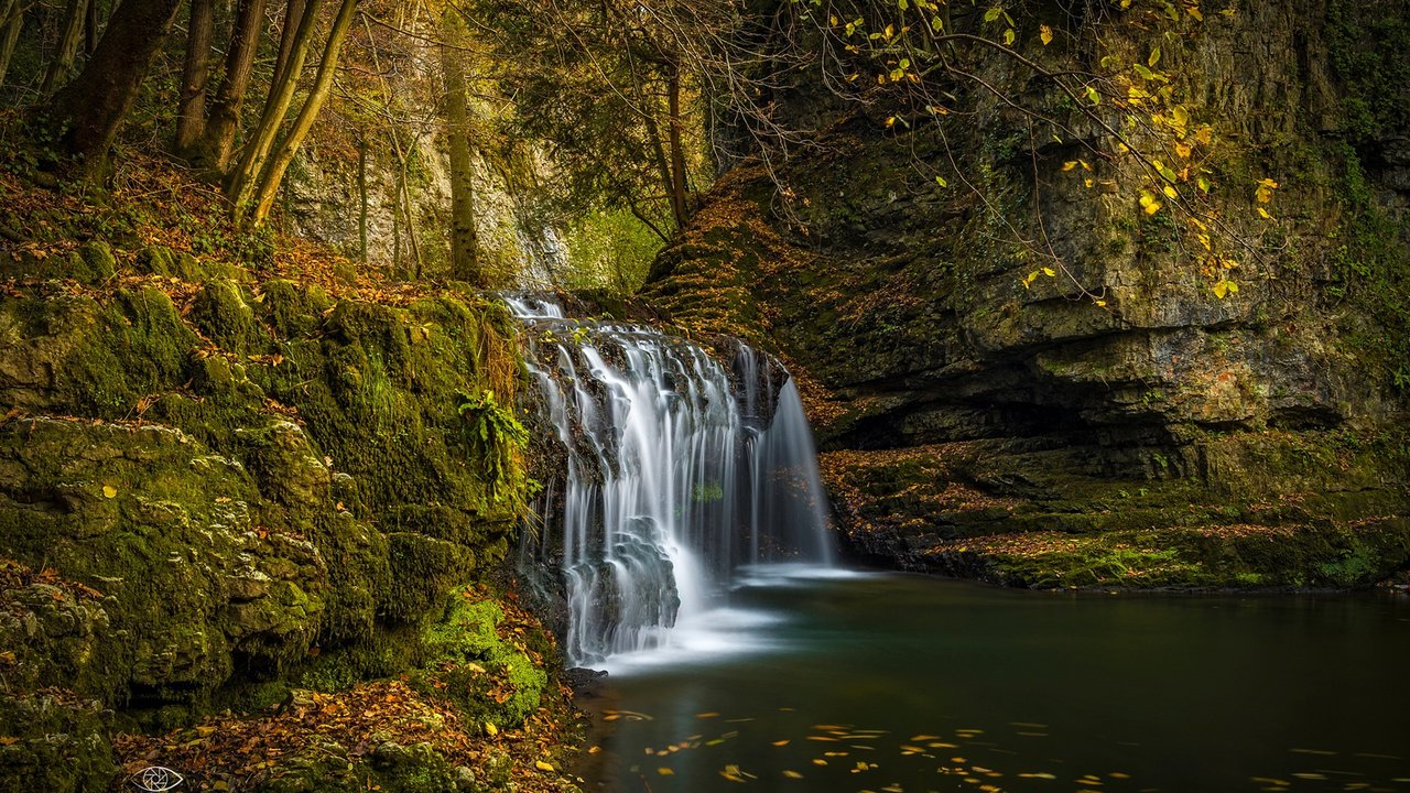 Обои река, природа, листья, водопад, осень, river, nature, leaves, waterfall, autumn разрешение 1920x1200 Загрузить