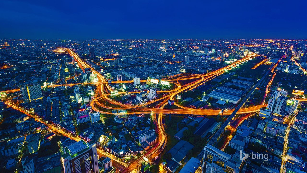 Обои ночь, огни, город, тайланд, бангкок, night, lights, the city, thailand, bangkok разрешение 1920x1200 Загрузить
