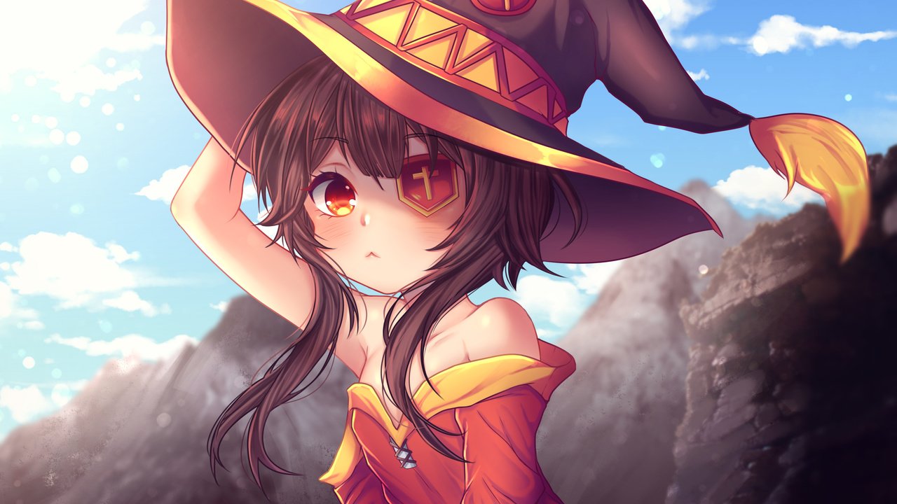 Обои девушка, взгляд, волосы, лицо, megumin, konosuba, girl, look, hair, face разрешение 3203x2002 Загрузить