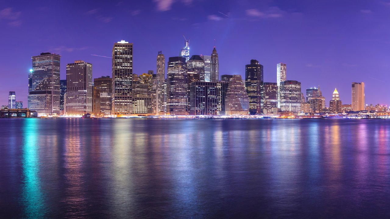 Обои ночь, огни, отражение, город, небоскребы, сша, нью-йорк, night, lights, reflection, the city, skyscrapers, usa, new york разрешение 4935x2776 Загрузить