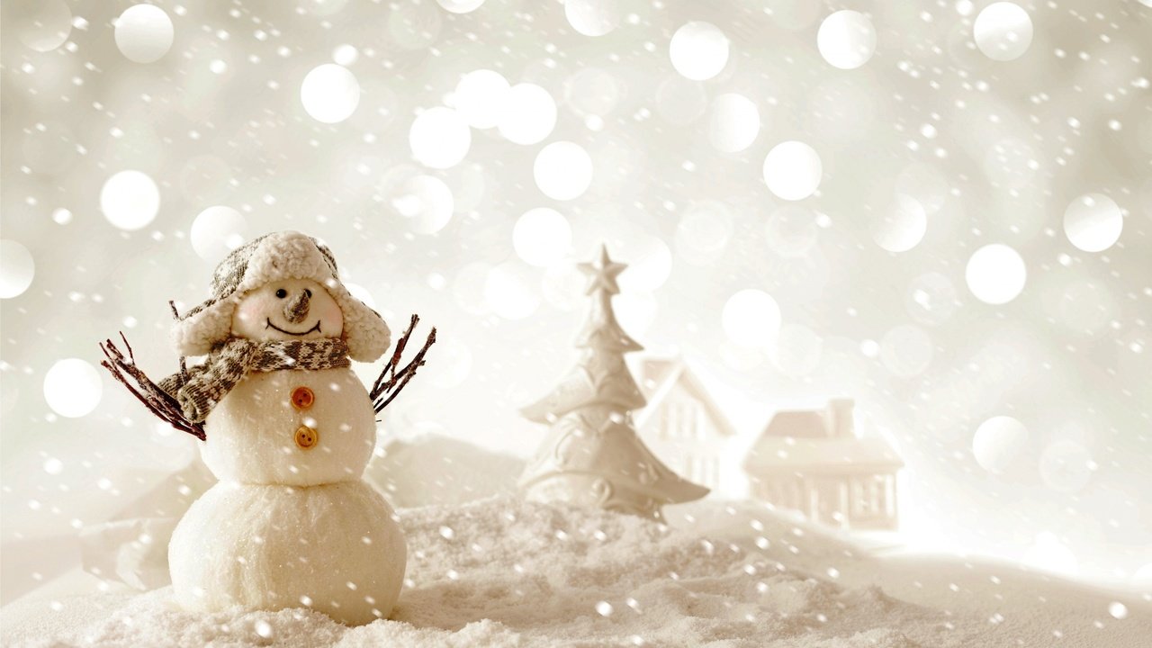 Обои снег, новый год, зима, снеговик, рождество, snow, new year, winter, snowman, christmas разрешение 2880x1800 Загрузить