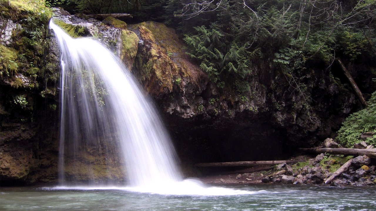 Обои природа, скала, водопад, nature, rock, waterfall разрешение 1920x1080 Загрузить