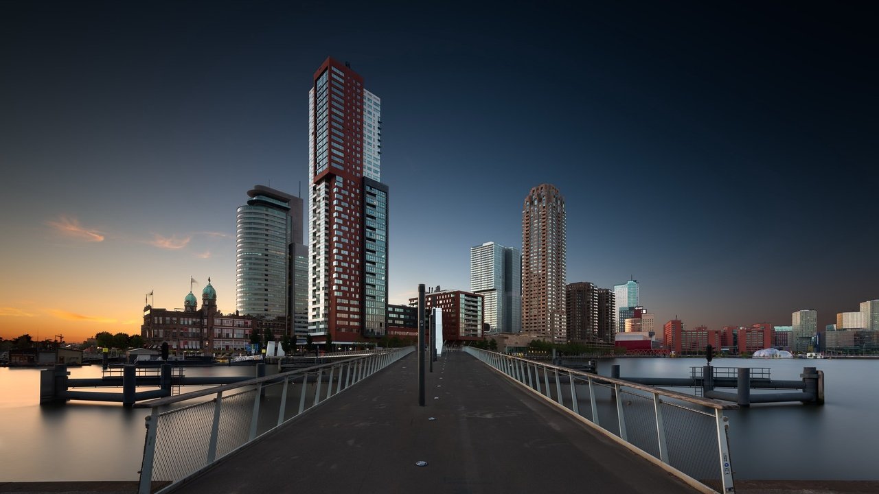 Обои закат, голландия, роттердам, rijnhavenbrug, sunset, holland, rotterdam разрешение 2048x1202 Загрузить