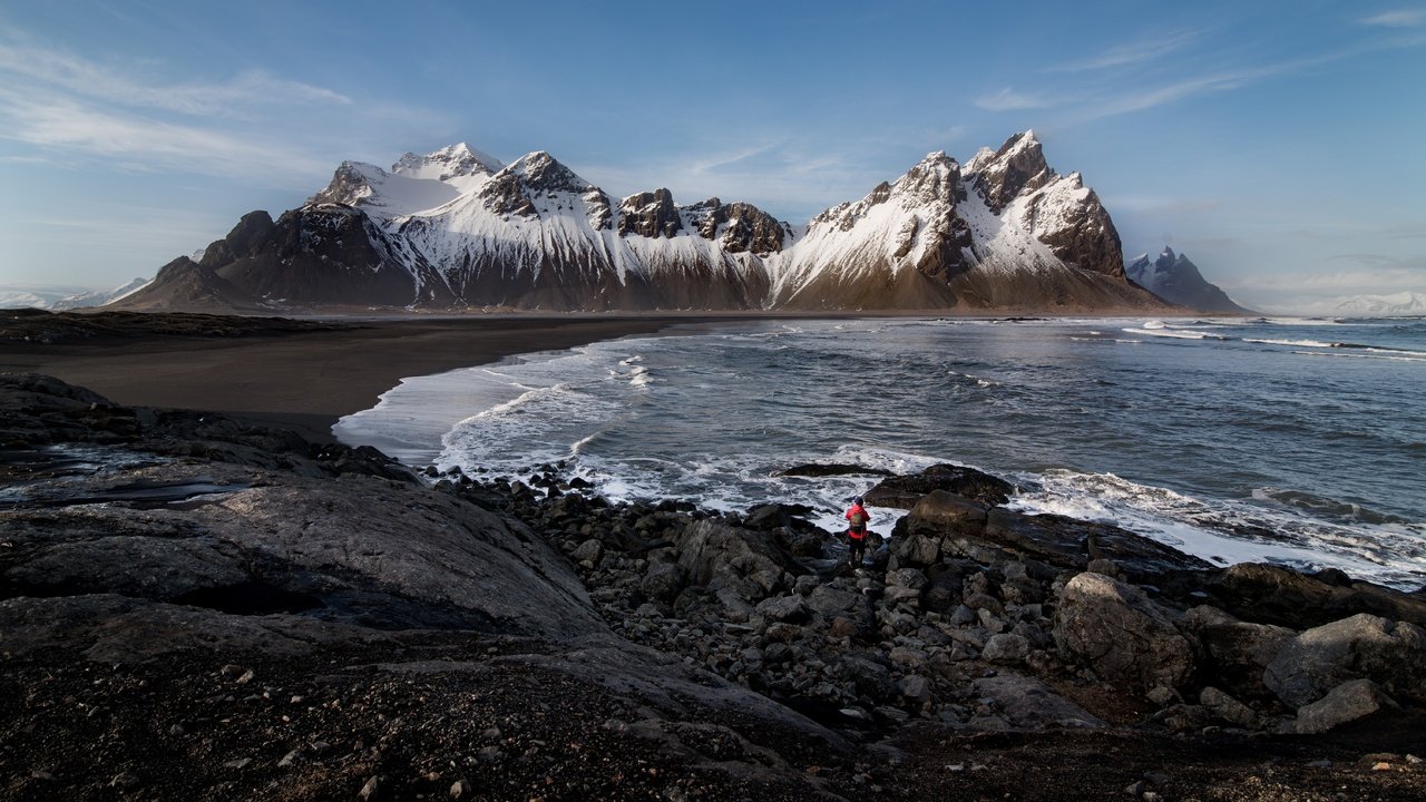 Обои облака, горы, пляж, исландия, vestrahorn, hofn, clouds, mountains, beach, iceland разрешение 6015x3565 Загрузить