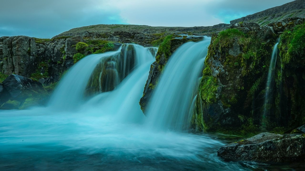 Обои вода, камни, скала, водопад, поток, исландия, водопады, water, stones, rock, waterfall, stream, iceland, waterfalls разрешение 3840x2160 Загрузить