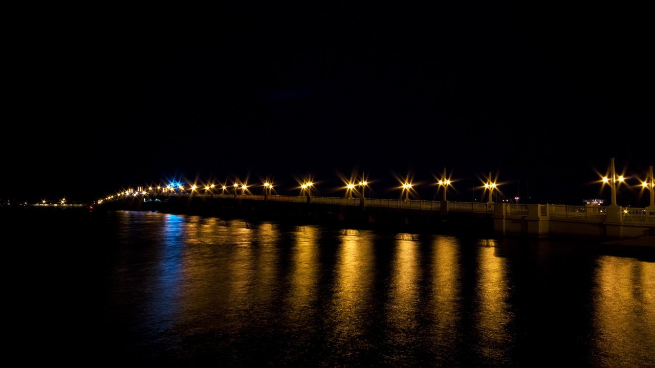 Обои ночь, огни, отражение, мост, night, lights, reflection, bridge разрешение 5184x3456 Загрузить