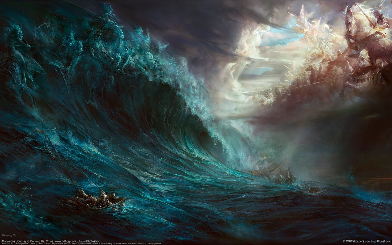 Обои море, битва, волна, dehong he, гибель, sea, battle, wave, death разрешение 1920x1200 Загрузить