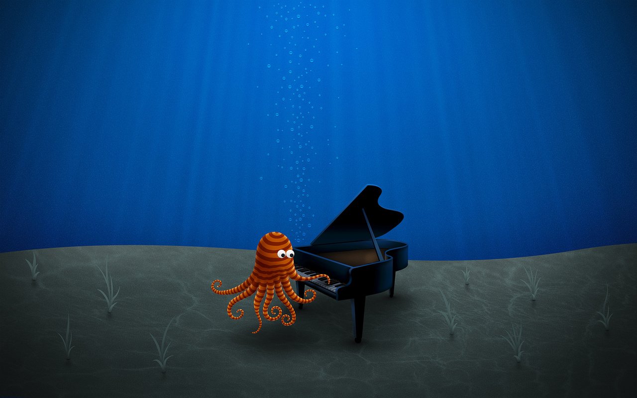 Обои рисунок, синий, осьминог, дно, рояль, figure, blue, octopus, the bottom, piano разрешение 2560x1600 Загрузить