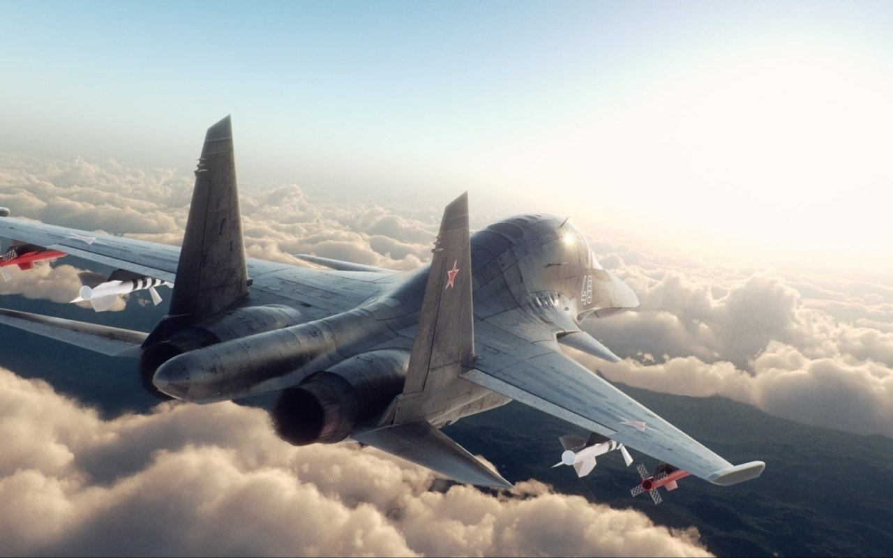 Обои облака, истребитель, рендеринг, су 34, clouds, fighter, rendering, su 34 разрешение 2053x1080 Загрузить