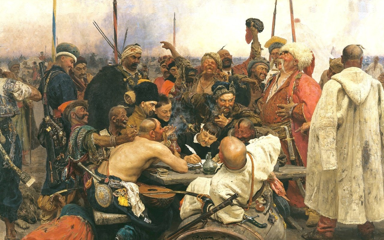 Обои картина, илья репин, запорожцы пишут письмо турецкому султану, picture, ilya repin, the cossacks writing letter to turkish sultan разрешение 2202x1300 Загрузить