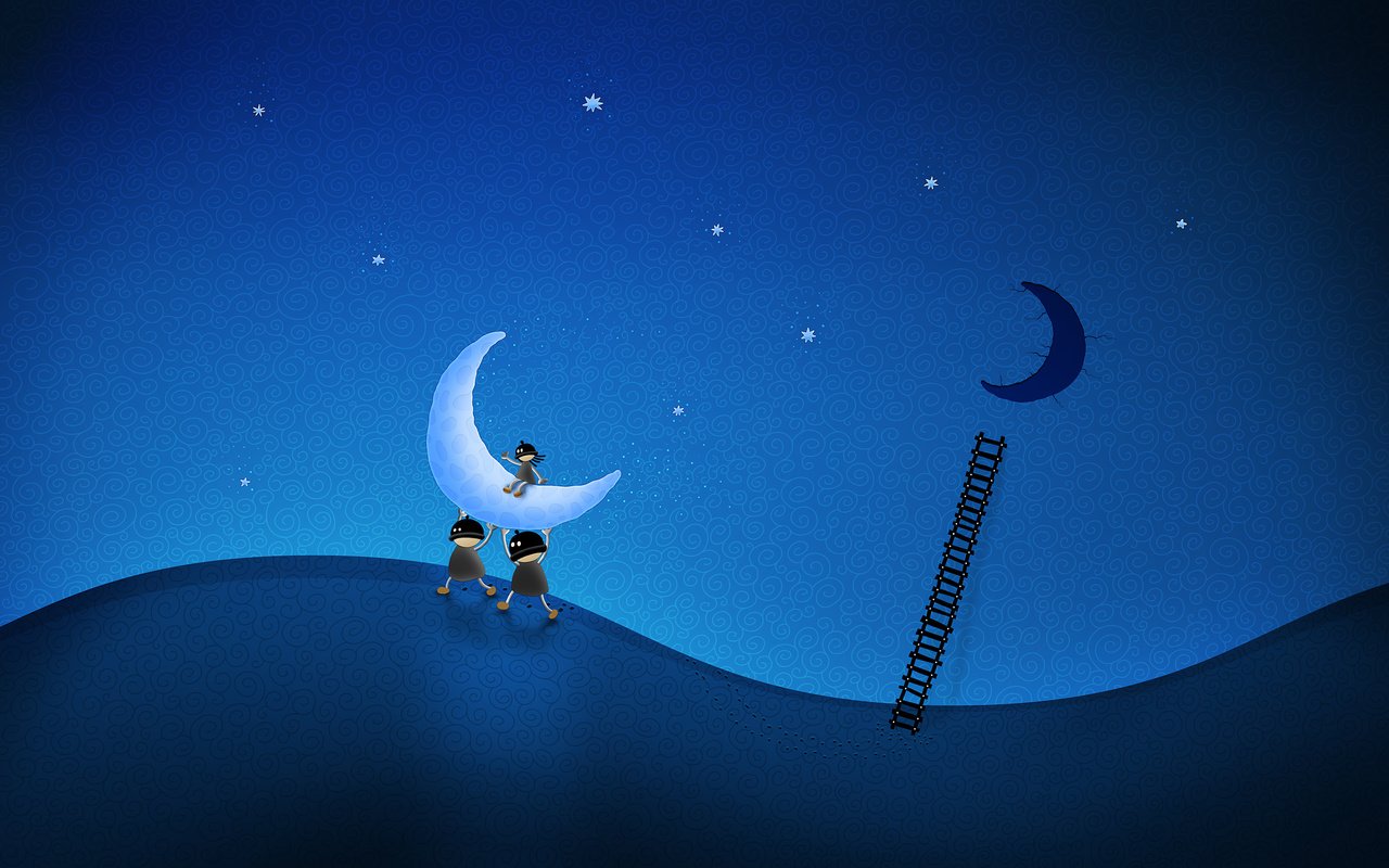 Обои рисунок, лестница, луна, воры, figure, ladder, the moon, thieves разрешение 2560x1600 Загрузить