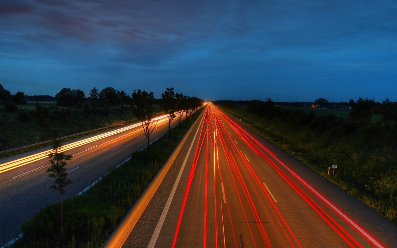 Обои дорога, ночь, огни, road, night, lights разрешение 1920x1080 Загрузить