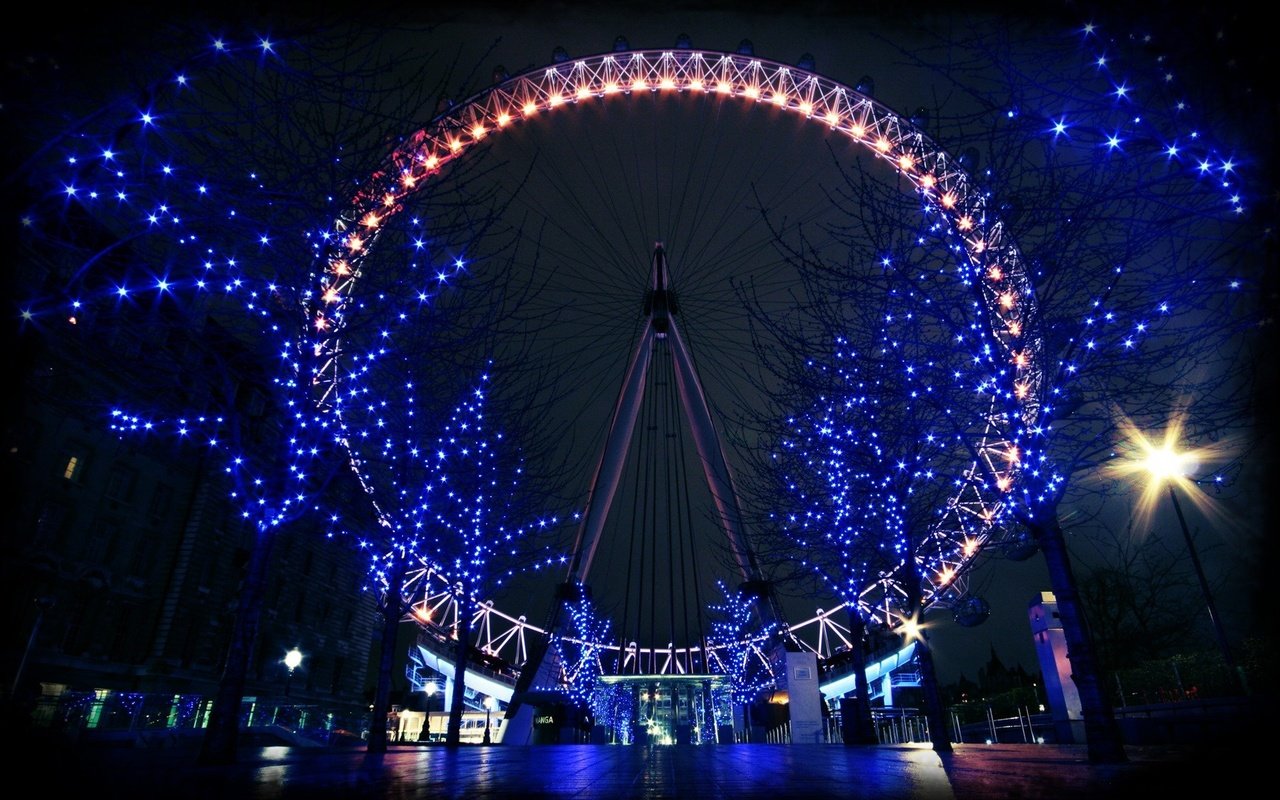 Обои ночь, огни, колесо обозрения, night, lights, ferris wheel разрешение 1920x1200 Загрузить