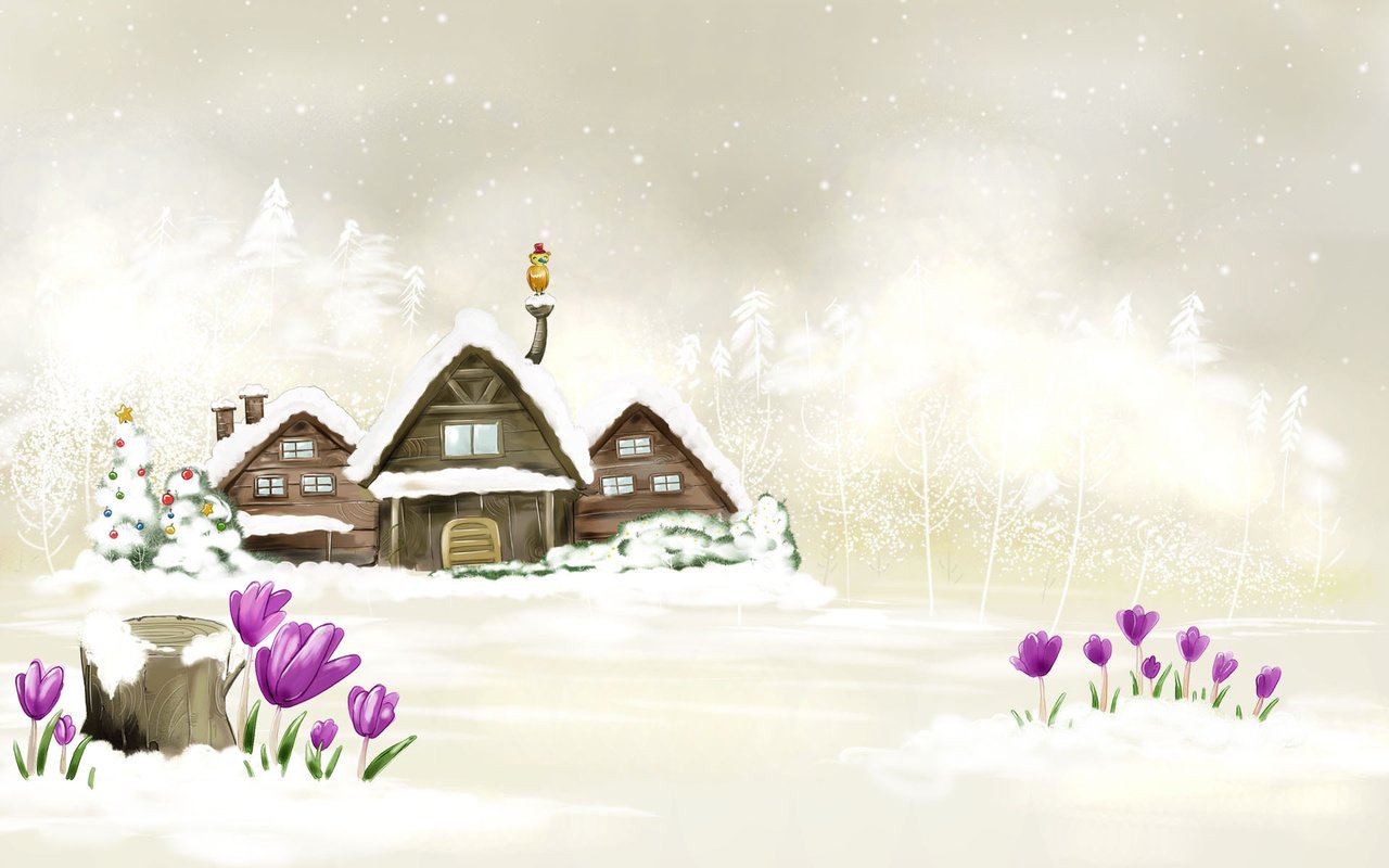 Обои новый год, зима, домики, белый, new year, winter, houses, white разрешение 1920x1200 Загрузить