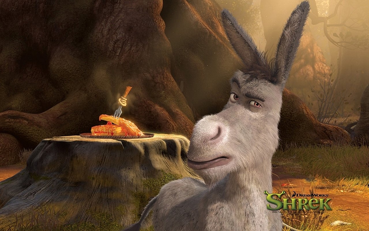 Скачать обои осел, шрек, donkey, shrek разрешение 1280x800 #15418