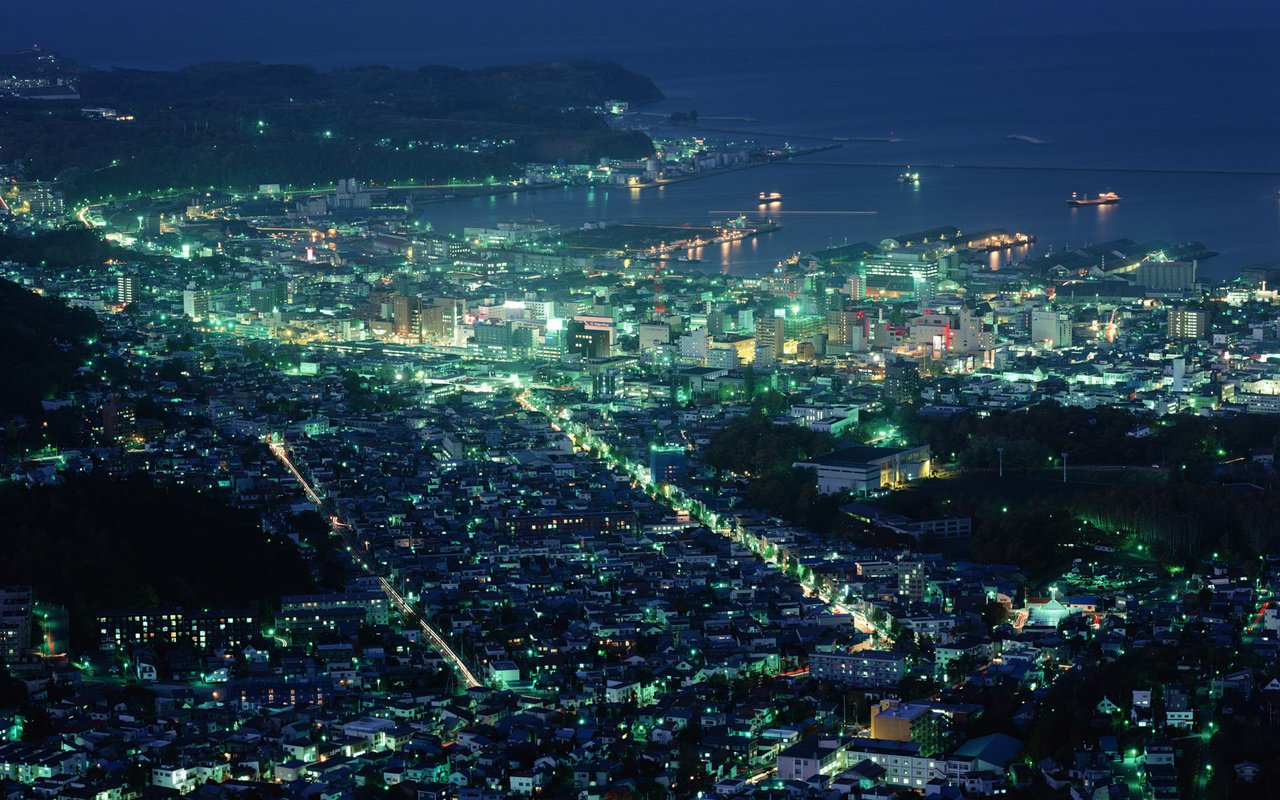 Обои ночь, огни, город, япония, хоккайдо, night, lights, the city, japan, hokkaido разрешение 1920x1200 Загрузить