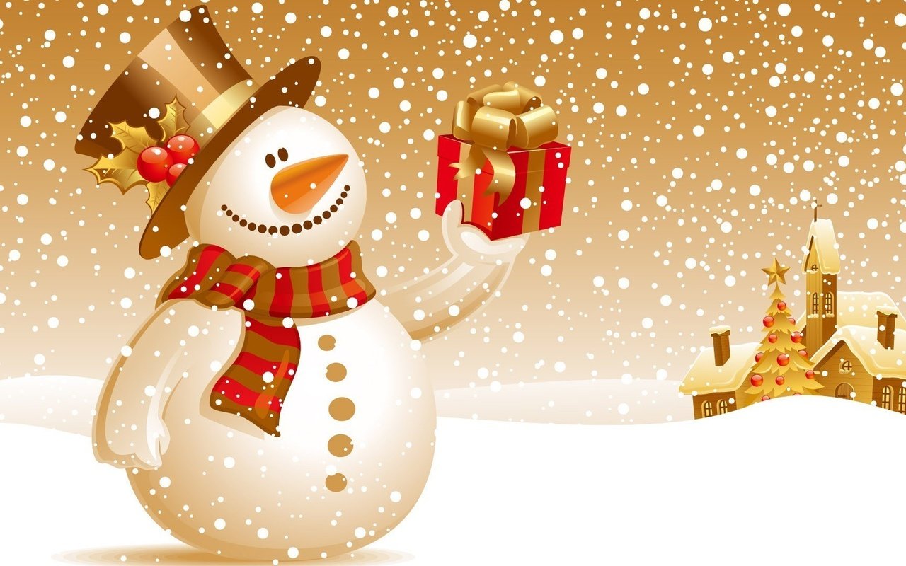 Обои снег, новый год, зима, снеговик, подарок, елочная, snow, new year, winter, snowman, gift, christmas разрешение 1920x1080 Загрузить