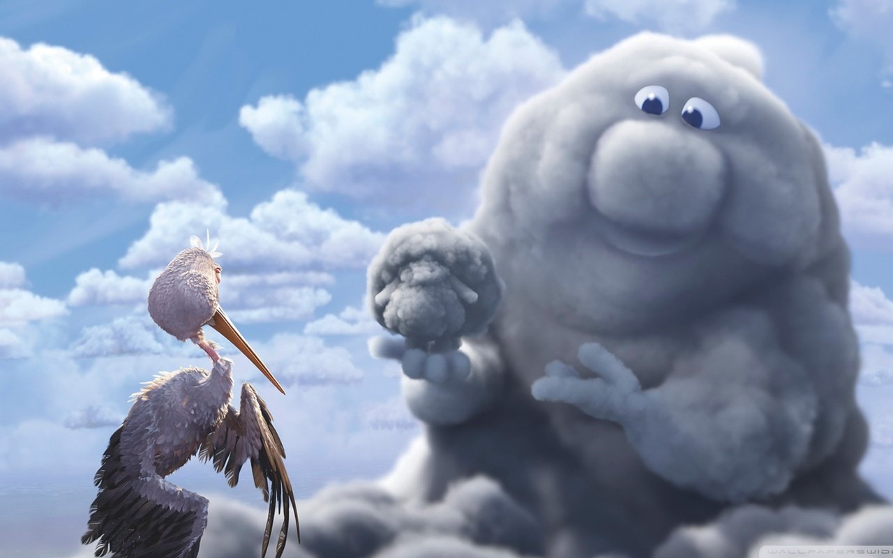 Обои облако, мультфильм, аист, partly cloudy, cloud, cartoon, stork разрешение 1920x1080 Загрузить