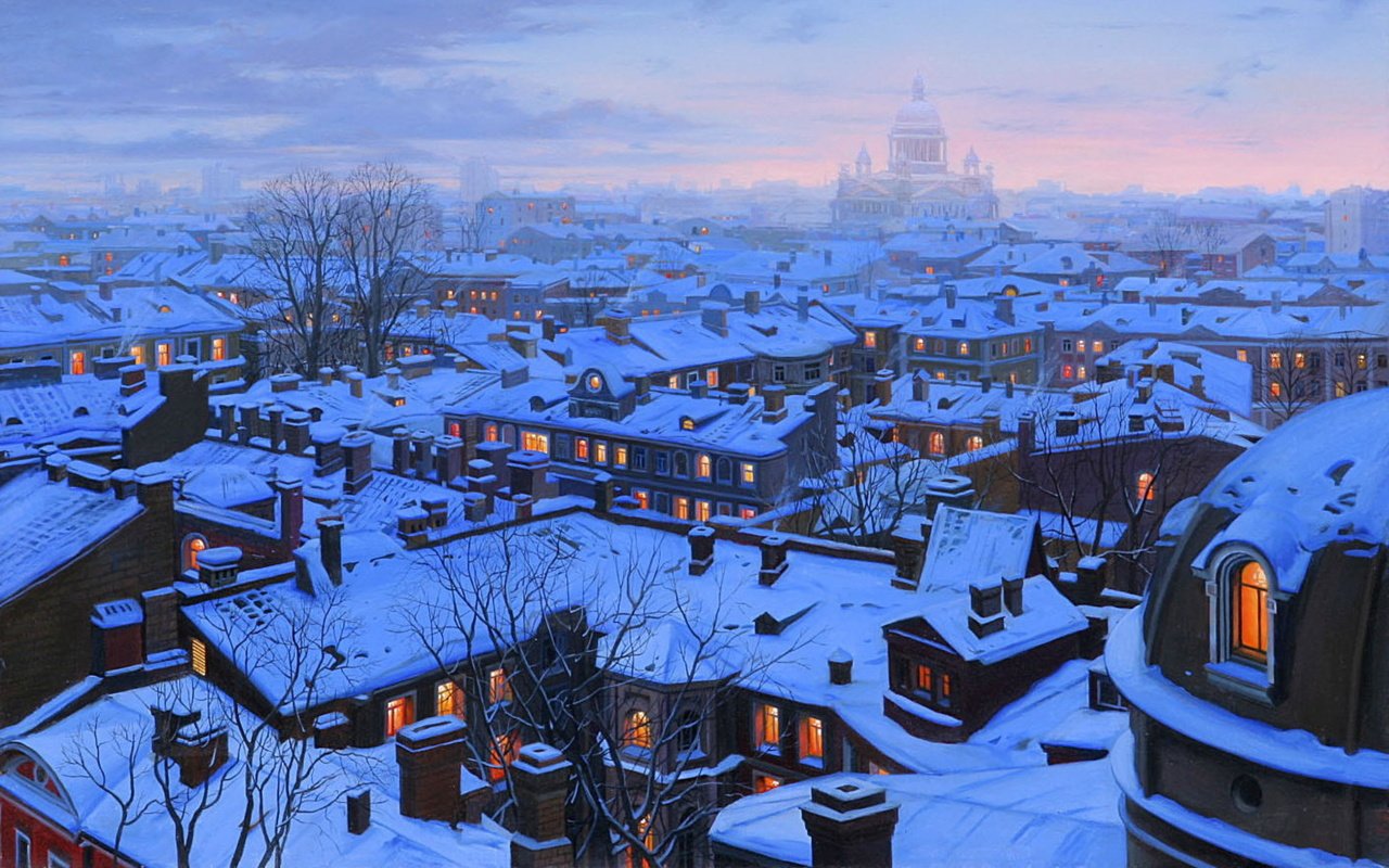 Обои санкт-петербург, живопись, saint petersburg, painting разрешение 2560x1600 Загрузить