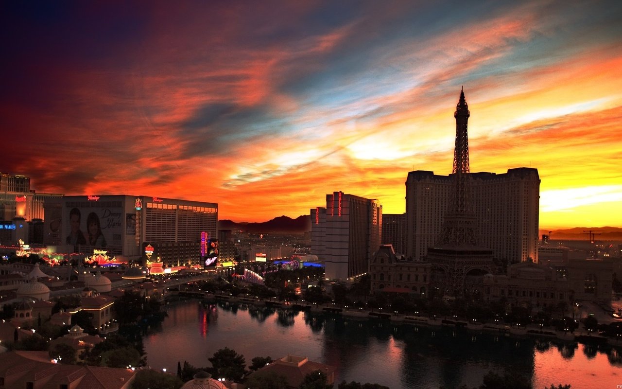 Обои закат, город, лас-вегас, las-vegas, sunset, the city, las vegas разрешение 1920x1080 Загрузить