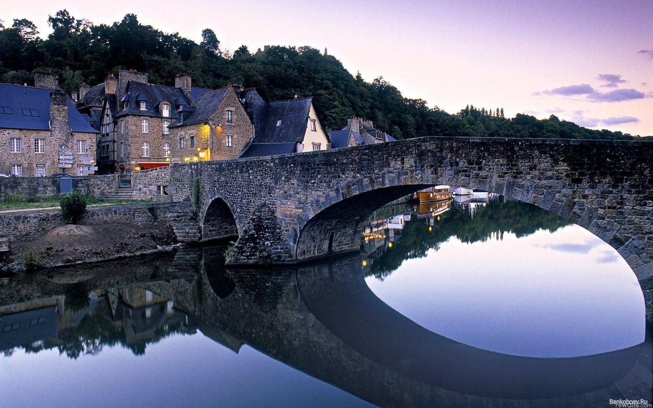 Обои река, отражение, мост, домики, франция, river, reflection, bridge, houses, france разрешение 1920x1200 Загрузить