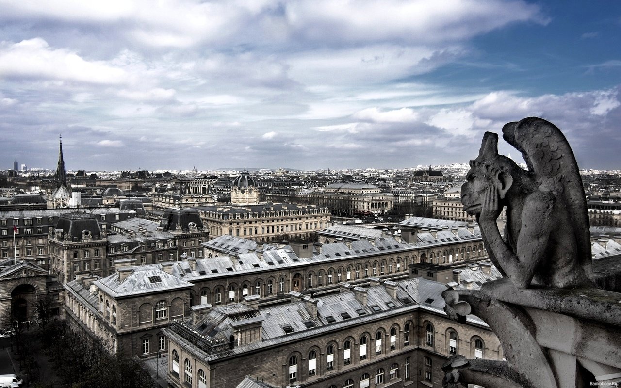 Обои гаргулья, париж, gargoyle, paris разрешение 2560x1600 Загрузить